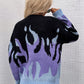 Printed Round Neck Ribbed Trim Knitted Sweater