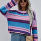 Striped Rib-Knit Dropped Shoulder Sweater