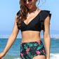 Two-Tone Ruffled Two-Piece Swimsuit