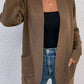 Ribbed Trim Longline Cardigan with Pockets