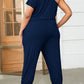 Plus Size One-Shoulder Short Sleeve Drawstring Waist Jumpsuit