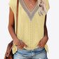 Eyelet Contrast V-Neck Tee