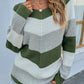 Striped Raglan Sleeve Rib-Knit Sweater