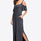 Cold-Shoulder Split Maxi Dress with Pockets