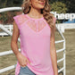 Lace Yoke Round Neck Tank