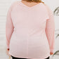 Plus Size Sheer Striped Sleeve V-Neck Top