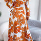 Botanical Print Long Sleeve Shirt Dress