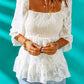 Applique Flounce Sleeve Smocked Peplum Top