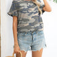Camouflage Flounce Sleeve Tee Shirt