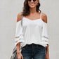 Cold-Shoulder Three-Quarter Flare Sleeve Blouse