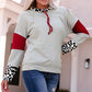 Leopard Color Block Drawstring Detail Sweatshirt