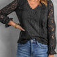 Lace Crochet V-Neck Flounce Sleeve Top