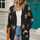 Star Pattern Open Front Longline Cardigan