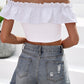 Off-Shoulder Ruffled Cropped Top