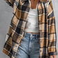 Plaid Dropped Shoulder Pocketed Shirt Jacket