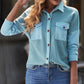 Waffle Knit Button Front Shirt with Breast Pockets
