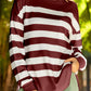 Striped Drop Shoulder Side Slit Sweatshirt