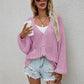 Openwork V-Neck Dropped Shoulder Cardigan