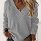 V-Neck Long Sleeve Knit Top