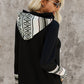 Leopard Zip Detail Drawstring Hoodie