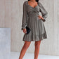 Smocked Long Flounce Sleeve Ruffle Hem Dress