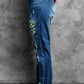 Printed Patch Distressed Boyfriend Jeans