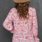 Printed Tie-Neck Long Flounce Sleeve Blouse