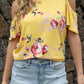 Floral Cold-Shoulder Round Neck Top