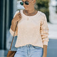Openwork Round Neck Raglan Sleeve Sweater