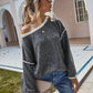 Dropped Shoulder Boat Neck Long Sleeve Sweater