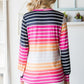 Gradient Striped Long Sleeve V-Neck Top
