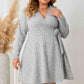 Plus Size Collared Neck Long Sleeve Tied Dress