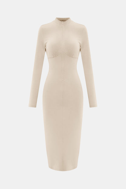 Zip Up Cutout Drawstring Detail Dress