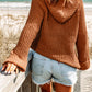Rib-Knit Drawstring Hooded Sweater
