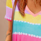 Color Block V-Neck Short Sleeve Tee