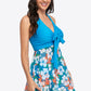 Two-Tone Halter Neck Swim Dress and Bottoms Set