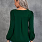 Pleated Detail Cutout Puff Sleeve Blouse