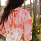 Tie-Dye Quarter-Button Tie Back Collared Top