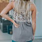 Leopard Spliced Ruched Tank Top