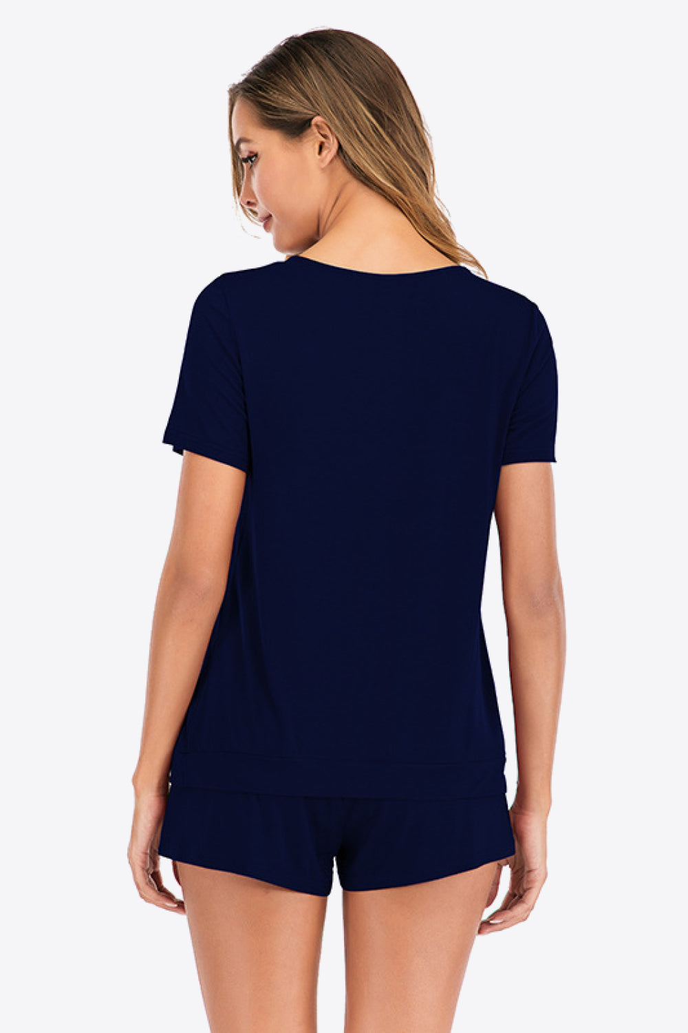 Gathered Detail V-Neck Top and Shorts Lounge Set