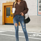 Horizontal Ribbing Johnny Collar Sweater