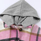 Plaid Button Front Brushed Hooded Jacket