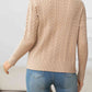 V-Neck Long Sleeve Cable-Knit Buttoned Knit Top
