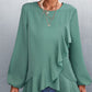 Asymmetrical Ruffle Trim Tunic Blouse