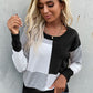 Color Block Ribbed Trim Round Neck Knit Pullover