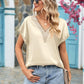 V-Neck Cuffed Blouse