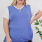 Plus Size Contrast Twisted Henley Tee