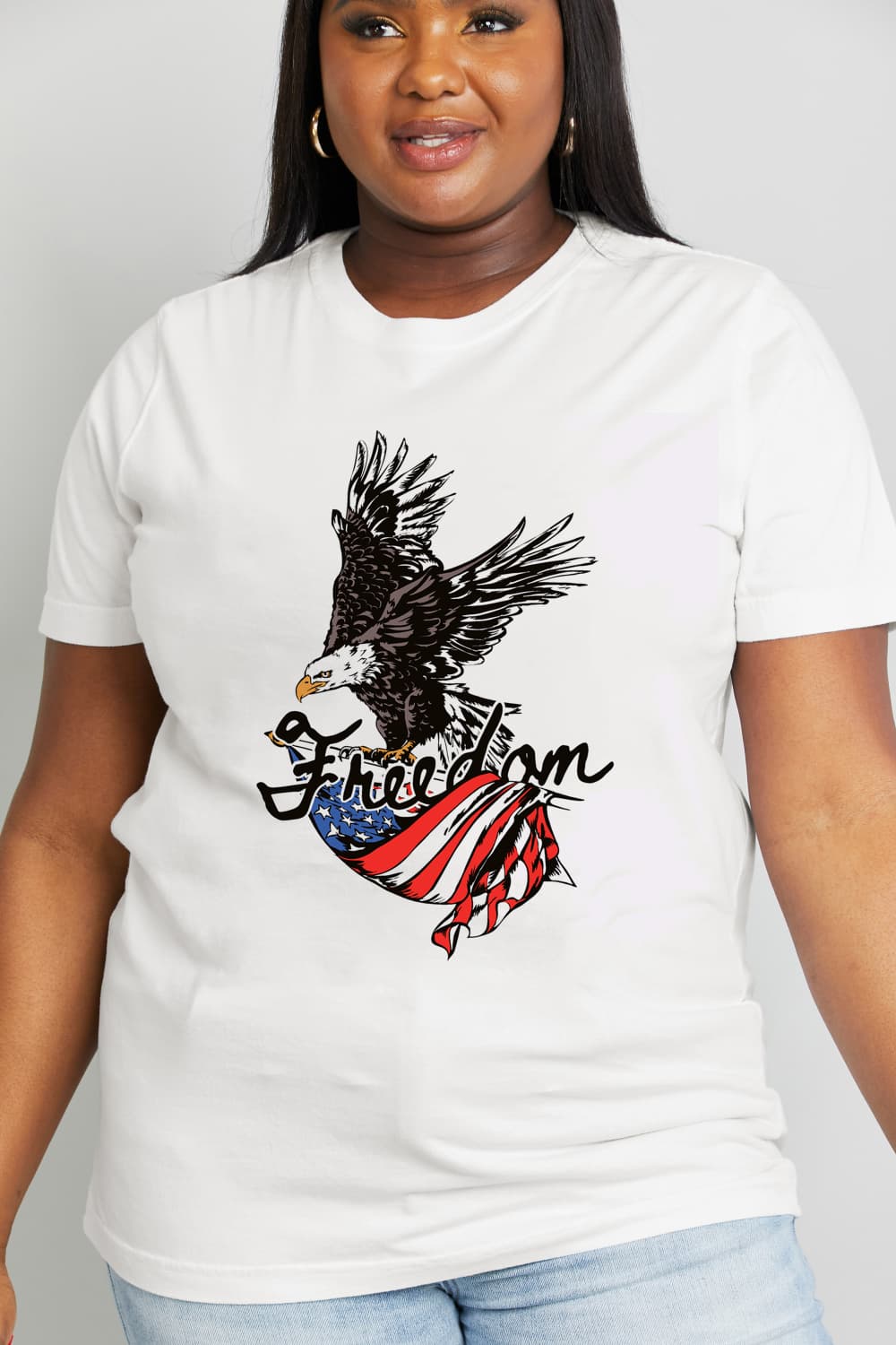 Simply Love Full Size FREEDOM US Flag Eagle Graphic Cotton Tee