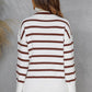 Striped Side Slit Turtleneck Sweater
