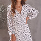 Printed Decorative Button Plunge Dress